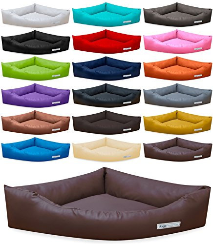 Hundebett Dogs Corner aus Kunstleder M 80 x 80cm braun Hundekissen Hundesofa Hundebetten