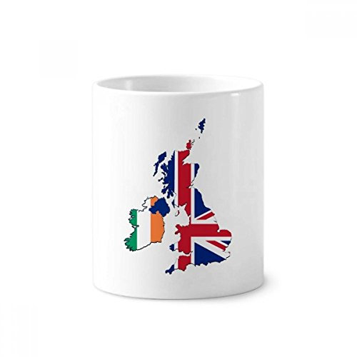 DIYthinker Union Jack UK Britain Irland Map Country Ceramic Toothbrush Pen Holder Mug White Cup 350ml Gift 9.6cm high x 8.2cm Diameter