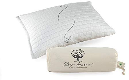 Sleep Artisan Latex Pillow Standard Size Adjustable Bed Pillows with Washable Cover (1) Made in The USA