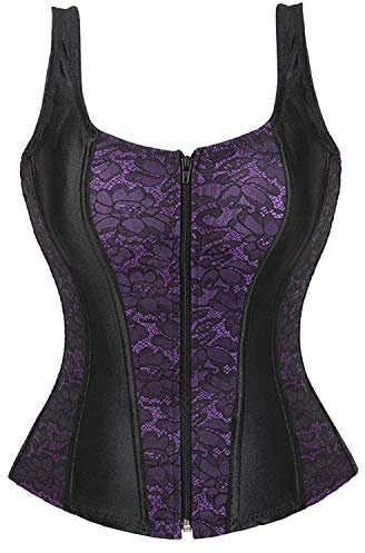 Josamogre Sexy Corset Disfraz Corsé Bustier Mujer Vestir Cremallera Correa de Hombro Lingerie Elegante Medieval