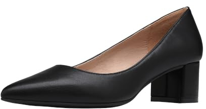 DREAM PAIRS Women’s Chunky Low Block Heels Closed Toe Dress Pumps Shoes,Size 9,Black/Pu,DPU212