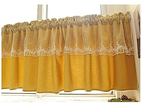 LINGOSHUN Gardinen Kleinfenster,KüChenfenstervorhang, Verdunkelungs- und StaubschutzvorhäNge, Datenschutz FüR Schlafzimmer,Bistrogardine/Gelb / W200×H60cm