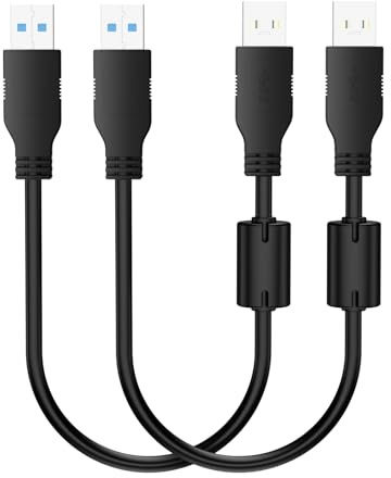 BolAAzuL Lot de 2 rallonges USB 3.0 type A mâle vers mâle 30 cm, rallonges USB 3.0 mâles courtes bidirectionnelles