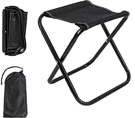 Outdoor Hocker Klappbar,Camping Aluminium Klapphocker Faltbar Campinghocker Kompakt Leicht Klein Tragbar Angelhocker mit Tragetasche,26.5x26.5x22cm,belastbar bis 120kg,für BBQ Wandern Reisen Picknick