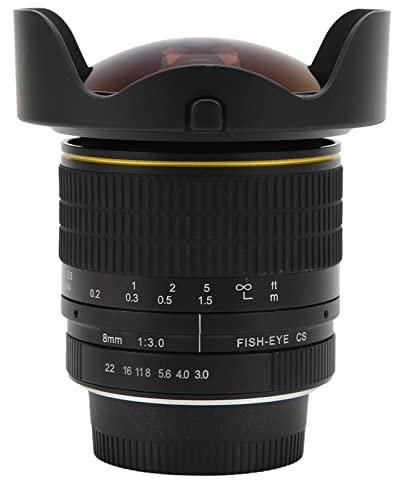 Goshyda 8mm f3.0 Ultra Wide Angle Fisheye Lens, 180 Wide Angle Fixed Focus Lens, Compatible with F(DX)/APS-C Cameras, for Nikon D3200, D3300, D3400, D5200, D5300, D5500, D7200, D500, etc.