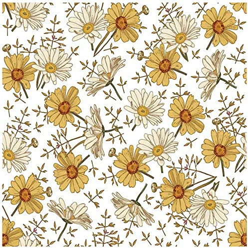 UniGoos Carta da parati retrò margherita bianca fiore buccia e bastone giallo floreale temporaneo carta da parati autoadesiva carta da contatto soggiorno Decor 45 cm x 298 cm
