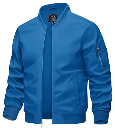 KEFITEVD Jacke Herren Dünn Leicht Übergangsjacke Sommer Herbst Bomber Blouson Männer Bomberjacke Übergang Baseball Jacke Stehkragen Blau-Grün 2XL