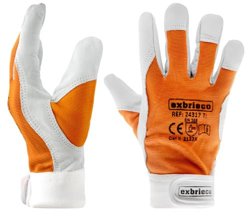 EXBRIECO 1, 3, 6 ou 12 Paires, Gants de Travail, EPI, Cuir D'agneau, Protection Contre L'abrasion, Résistance à la Déchirure, Sécurité au Travail, Mécanique, Thermique, Jardinage, Construction.