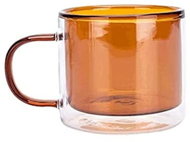 KYUSAR Tazza Tazzine da caffè Tazze da caffè in Vetro A Doppia Parete Tazze da tè in Vetro Tazza da caffè Isolata con Manico Multifunzionale Tazza da caffè Personalizzata (Blue : Bruin)