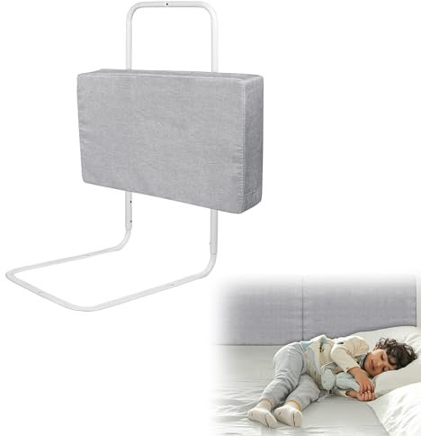 CEEDIR Bettgitter Bettschutzgitter für Kinder Kinderbettgitter 60cm Bett Rausfallschutz 5-Loch Höhenverstellbar-Babybettgitter für Kinderbetten und Elternbetten Grau