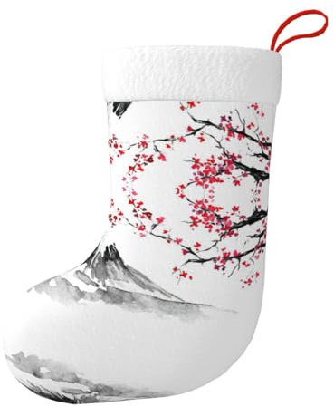 OdDdot 45,7 cm Kamin-Weihnachtsstrümpfe, niedlicher Weihnachtsstrumpf, Süßigkeiten-Geschenktüte, Urlaubsparty-Dekoration, japanische Halterung, rote Sonne