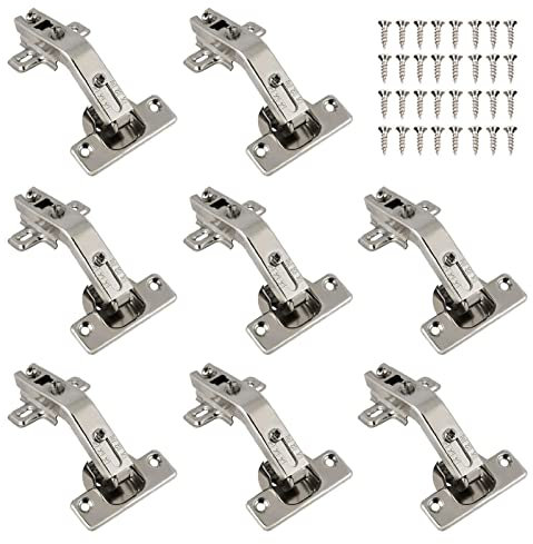 8 Stück 175° sanft schließende Schrankscharniere, Silberne hydraulische Dämpfungsscharniere for Kleiderschränke, Weinschränke, Vitrinen usw.