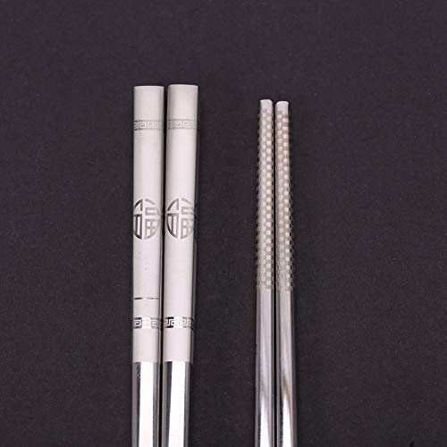Yctze 1 Pair Portable Stainless Steel Sushi Chopsticks with Engraved Pattern, Personalised Korean Tableware for Traditional Dining and Oriental Cuisine (Yctzeew2u7zpamc-04)