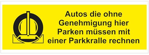 Indigos UG Aufkleber Auto Parkkralle - 420x148 - Hotel, Firma, Schutz, KITA, Arzt, Praxis, Wohnung - Sicherheit - Warnung