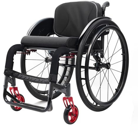 Selbstfahrender Faltrollstuhl Rollstuhl faltbar transportrollstuhl Aluminium Tragbarer Reiserollstuhl Leicht Transit Rollstühle (42cm/16.5in Seat,Black)