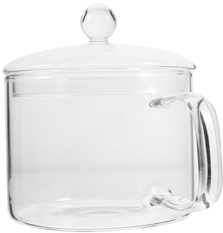 ABOOFAN Bol Mélangeur Verre à Poignée Latérale Récipient pour Soupe et Cuisson Bol à Battre Œufs et Nouilles Instantanées Résistant à Chaleur