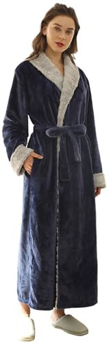 Badrock för kvinnor, fluffig lång, morgonrock för kvinnor, lång, varm, mysig morgonrock, plyschbadrock med bälte, mjuk basturock, gosig fleece, nattkläder, komfort, loungewear, kimono, morgonrock,