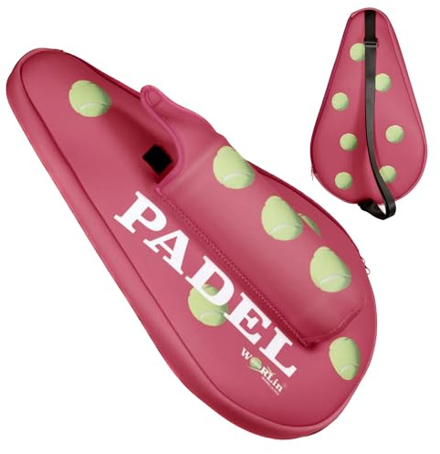 WorLin360 Padel-Schläger-Tasche, Rot, Standard, mit Balltasche, Neopren, Reißverschluss, Tragegurt