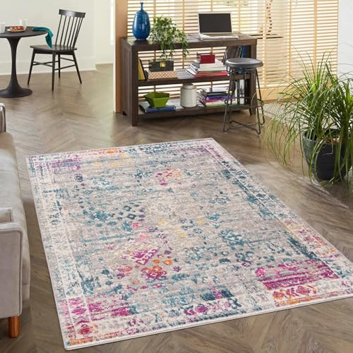 Mazovia Teppich Wohnzimmer 120x170cm Anthrazit Grau Vintage Weich Kurzflor | Teppich für Schlafzimmer Esszimmer Büro Eingangsbereich Pflegeleicht Fußbodenheizungsgeeignet Reinigungsmittelbeständig