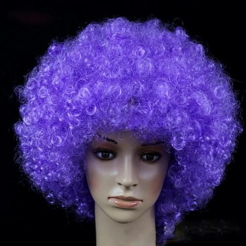 Parrucca da donna riccia per cosplay, parrucca sintetica colorata, corta e ondulata, per feste quotidiane, uomini che indossano parrucche per bambini, viola chiaro