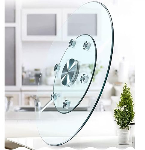 DONGGANSHI Transparenter Lazy Susan-Drehteller aus gehärtetem Glas, großes, rundes, drehbares Serviertablett für die Tischplatte, für Esstisch und Couchtisch in der Hotelküche (Farbe: klar, G