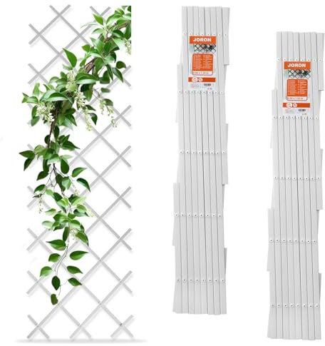 Packung mit 3 Kletterzaunhaltern, erweiterbares Kunststoffgitter, Gartenzaungitter für Kletterpflanzen, weiß, 150 x 50 cm