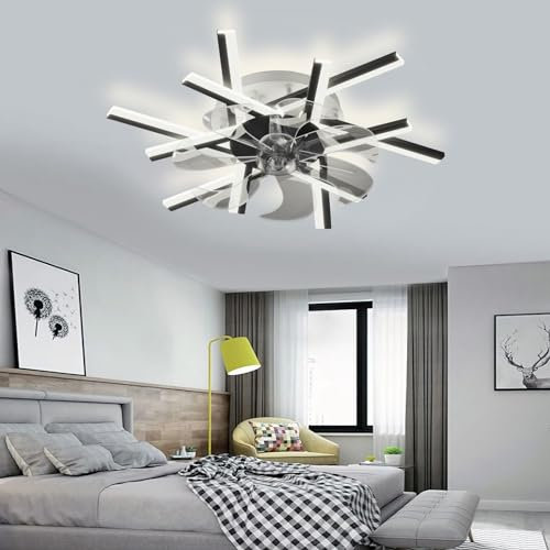 Ventilatore da soffitto grande da 62 cm, con luce e telecomando, reversibile, funzione inverno ed estate, 6 velocità, dimmerabile, ideale per soggiorno e camera da letto
