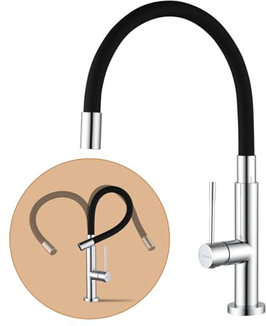 Baollansa Grifo de cocina, Kitchen Faucet flexible, grifos cocina fregadero de acero inoxidable, giratorio 360°, griferia cocina de alta presión (cromado)