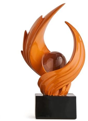 FJSPERM Orange Deko Modern Wirbel Statue Dekoration für Wohnzimmer, Minimalist Statue Regal Dekor Akzente, abstrakte Kunst Skulptur Dekor für Büro Couchtisch Sideboard