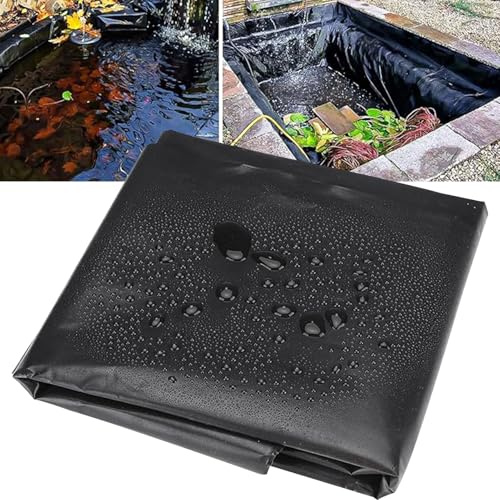 Teichfolie für den Außenbereich, 4x4m 4x5m 4x6m 4x8m, schwarze flexible Teichfolie für unregelmäßige Formen | Unterlage, faltbare HDPE-Teichfolie für Gartenbäche, Springbrunnen, Wasserfälle(4x4m)