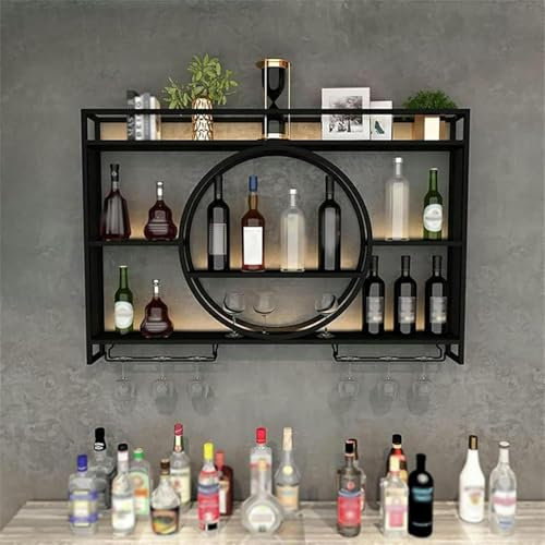 Moderno estante de metal para copas de vino, soporte para colgar en la pared, estante de vino de metal (tamaño: 140 cm, color: negro)