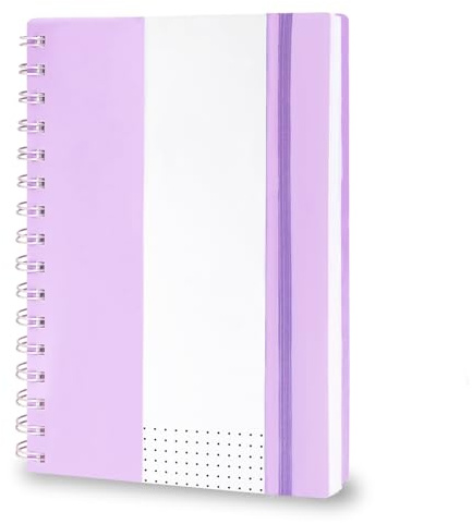 Amythe Notizbuch A5 Gepunktet, Notizblock 150 Blat/300 Seiten, Spiralblock Tagebuch Schreibheft A5, Vielseitiges Notizblock Collegeblock für Schule, Beruf, Alltag, Lila