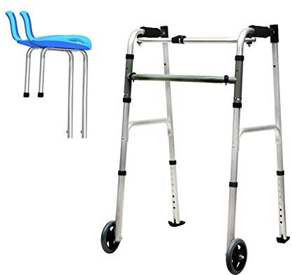 Gehgestell für ältere Menschen, zusammenklappbar, leicht, Aluminium-Rollator mit Rädern, multifunktionale Mobilitätshilfe, interessant, durchdacht (A)
