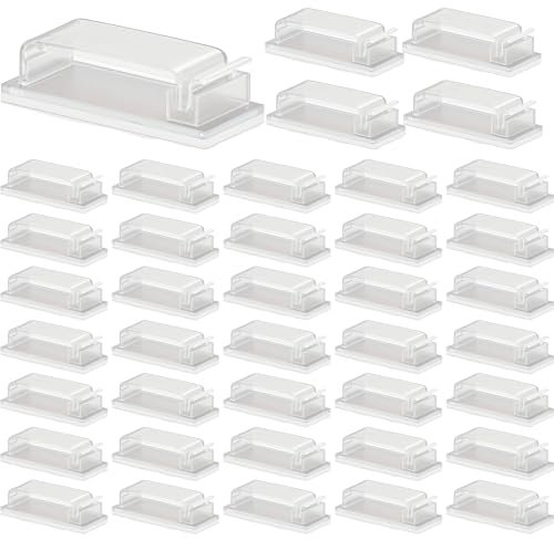 KAIYAYA 40 Stück Kabelhalter Selbstklebend, Große Kabelmanagement Transparent Kabel Organizer für Cable Management Kabelhalter Schreibtisch am Schreibtisch Kabelclips Selbstklebend für Heim, Büro