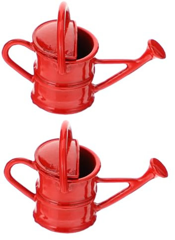 iplusmile 2 Series Regadera Modelo De Jardín para Pequeña Regadera De Interior para Casa De Muñecas Mini Decorativa Juguete Rojo 2 Piezas*2