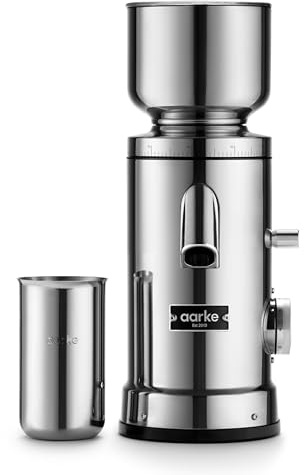 Aarke Coffee Grinder – Electric Stainless Steel Grinder with 64mm Flat Burrs, Adjustable Grind Settings, Memory Function & Automatic Dosing – for Filter & Cold Brew