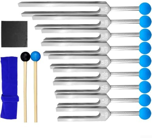 Stimmgabel-Set, 9-teilig, 174 Hz, 285 Hz, 396 Hz, 417 Hz, 528 Hz, 639 Hz, 741 Hz, 852 Hz, 963 Hz, für Heilung, Meditation, Chakra-Therapie