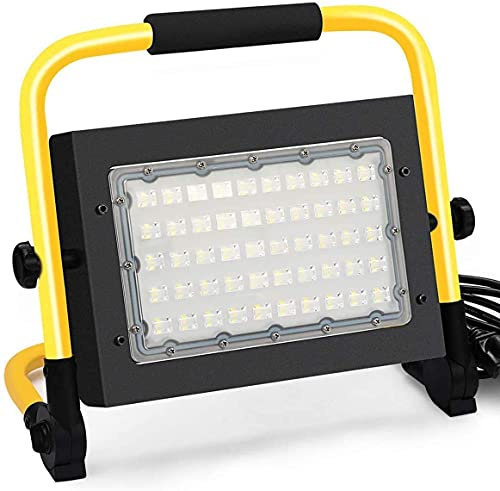 SBCGFY Projecteur LED 50 W Rechargeable | Projecteur d'extérieur étanche IP65 avec Cordon de 5 m, pour éclairage de Secours dans Les Jardins et garages