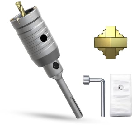METOTY 40mm Concrete hole saw drill bit,with SDS Plus adapter 110mm drill bit socket，for masonry, brick, concrete, cement, stone