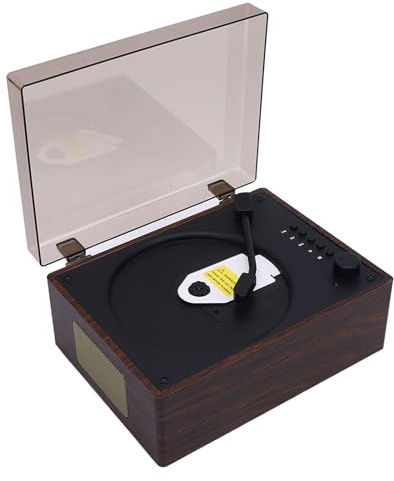 Jiawu Desktop Vintage -CD Player Potente qualità del Suono Stereo con Telecomando Ideale per la Riproduzione dei Nonni in Legno Ricaricabile (Colore noce)