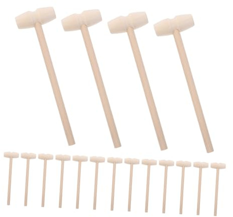 WOONEKY 30pcs Mini Wooden Mallet Solid Wood Mini Hammer for Educational Role Play Fine Motor Skill Development Group Social Play for Cake Parties and Festivals