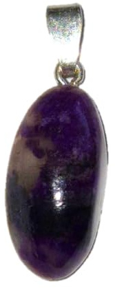 Sugilith Edelstein Kettenanhänger, 925 Sterling Silber, Naturstein aus Südafrika, Bewegliche Schlaufe (Fein-312)