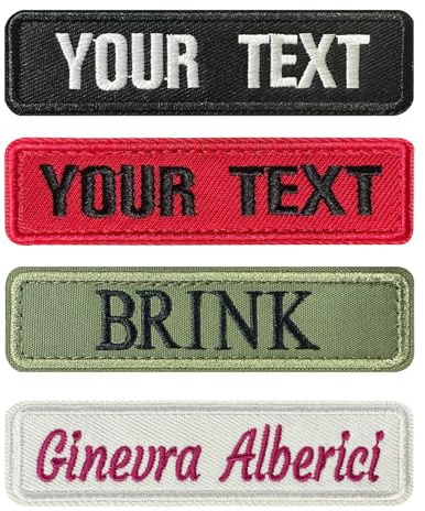 2 Stück Personalisierte Namensschild, Klett Patches Bestickt mit Namen | Personalisierte Patch zum Aufnähen Selbst Gestalten, Aufbügelflicken Set für Kleidung Rucksack, Vielen Größen und Farben