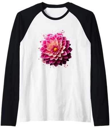 Fleur de Dahlia Rose avec pétales vibrants Rose PaintSplatter Manche Raglan