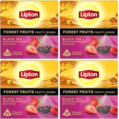 Lipton Forest Fruit 20 Bolsitas – Infusión de Frutos del Bosque Dulce y Afrutada (Paquete de 4)
