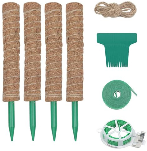 di Muschio Monstera - Set Di 4 Pali Pieghevoli E Riutilizzabili Da 40 Centimetri,Supporti a per Piante Monstera - Adatto A Adansonii Rampicante Casa Ufficio Esterno Balcone Giardino Patio