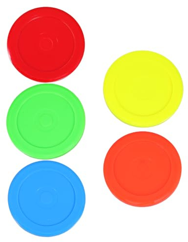 DOITOOL Discos de Hockey de Aire para Mesa, 5 Piezas de 73 Mm, Discos Blandos y Redondos en Colores Rojo, Naranja, Verde, Azul y Amarillo, Accesorios para Juegos de Hockey de Aire