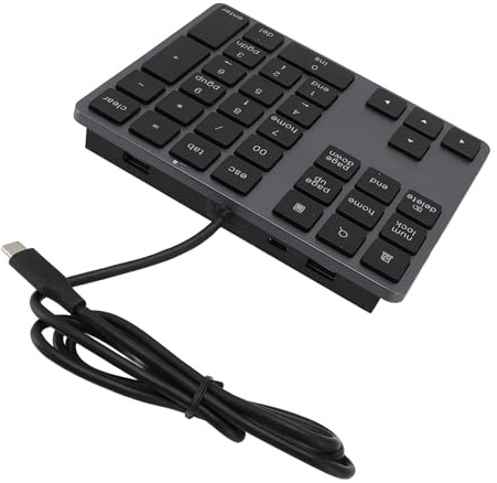 Asixxsix Pavé Numérique, 34 Touches Clavier Externe Filaire Mince USB C 3.1 HUB pavé Numérique Filaire avec Puce de Reconnaissance du Système pour Ordinateur Portable de Bureau