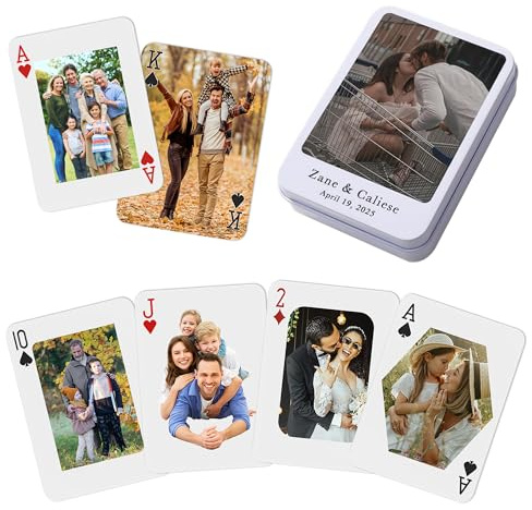 Personalisierte Spielkarten mit Foto, Personalisierte Pokerkarten/Kartenspiel mit Foto, Individuelle Fotospielkarten Selbst Gestalten, Geschenke für Hochzeit, Party, Jahrestag, Weihnachten (Stil 1)