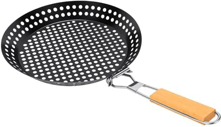 HEEPDD Padella per Grigliare Padella per Grigliare Cestino per Griglia per Verdure Rotondo in Acciaio Inossidabile, Piastra da Campeggio Pieghevole per Barbecue all'aperto Nan
